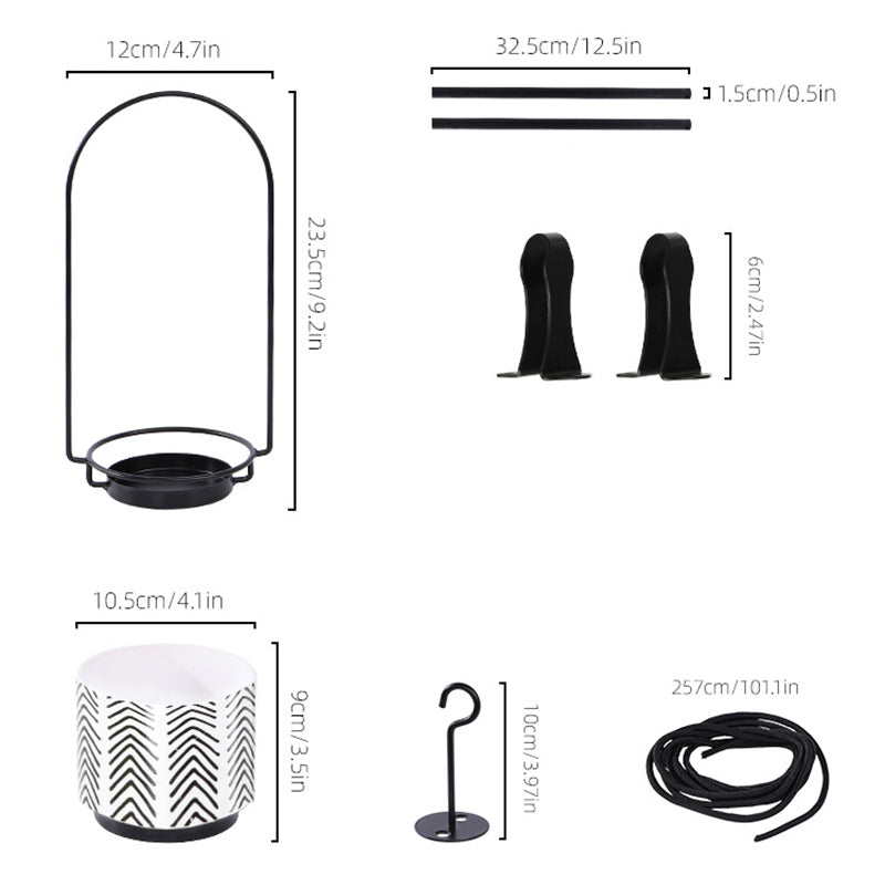 001- ZJ-TC001 3-in-1 Hanging Planter Basket with Ceramics Flower Pot and Telescopic Rod 001- ZJ-TC001 3-in-1 Hanging Planter Basket with Ceramics Flower Pot and Telescopic Rod